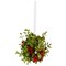 Ornativity Mistletoe Glitter Hanging Ornament - Christmas Mistletoe Ball with Red Berries Holiday Decoration